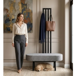 Ławka Do Przedpokoju Z Wieszakiem Metalowa Siedzisko Tapicerowane Stal LMW-8